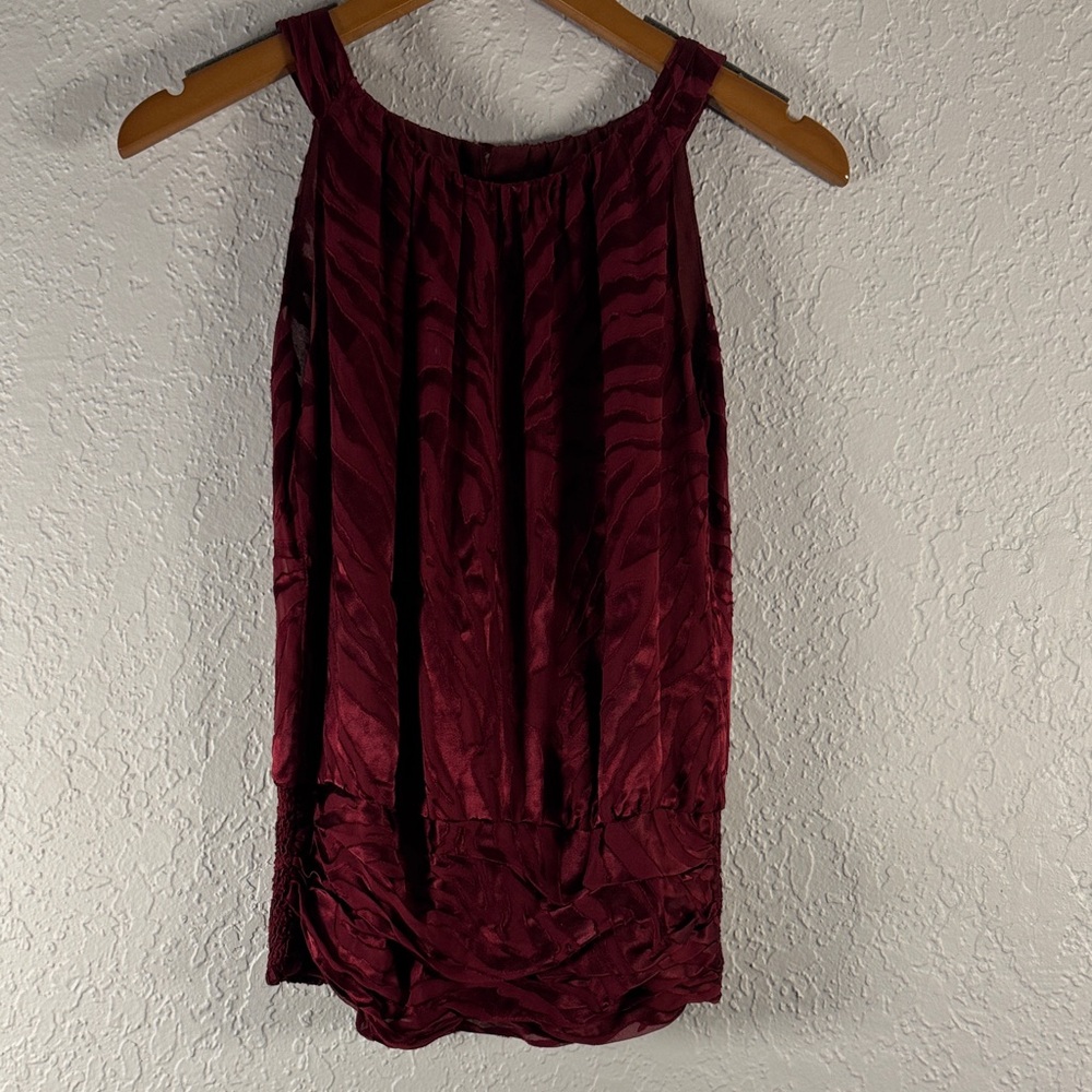 White House Black Market Rich Red Textured Top
